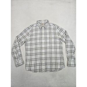 Faherty Stretch Featherweight Flannel Shirt Mens Larfe Gray Plaid Slim‎ Fit LS